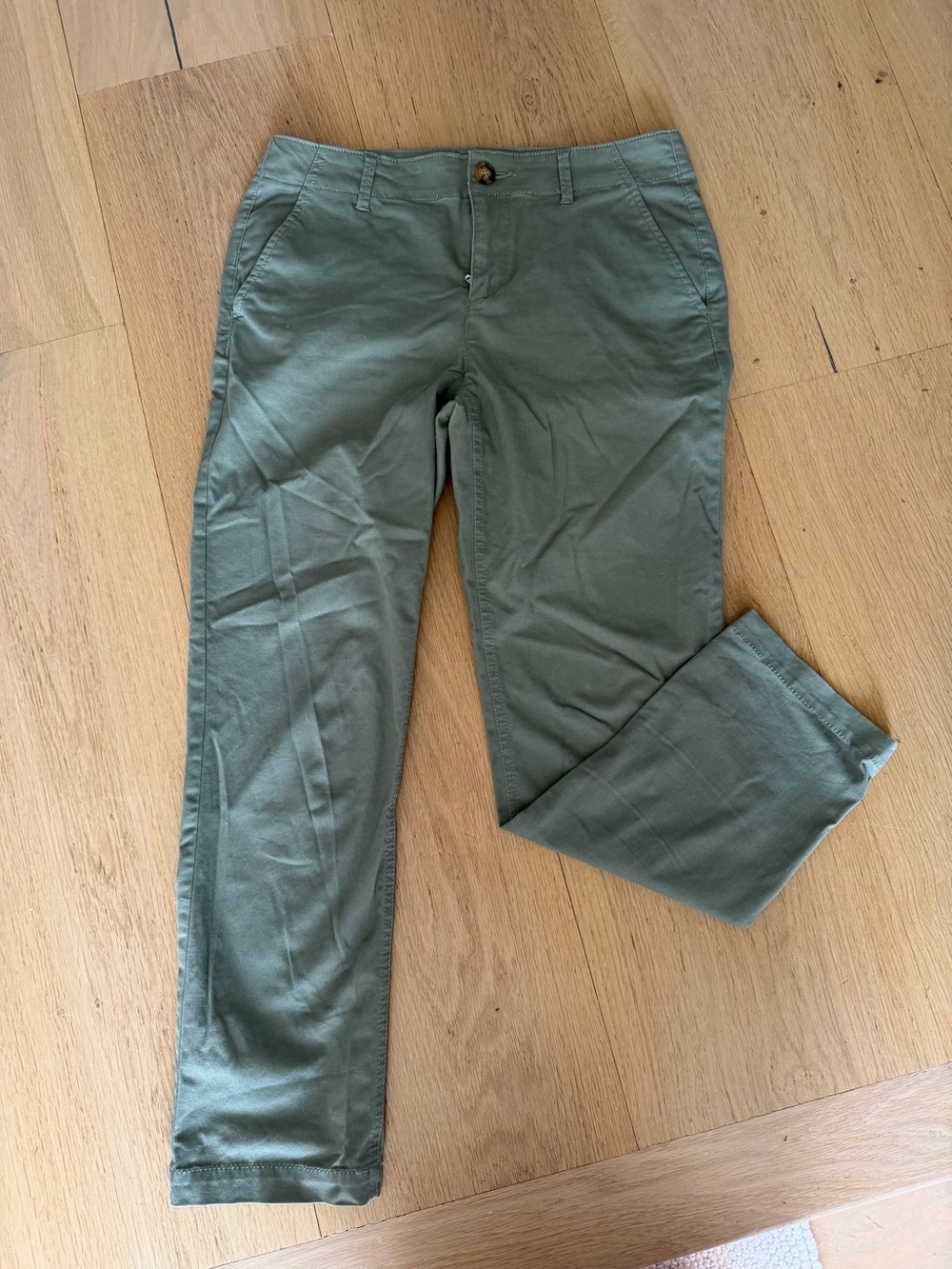 LOFT Olive Green Straight-Leg Chinos
